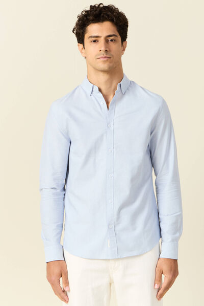 Chemise manches longues bleu clair homme