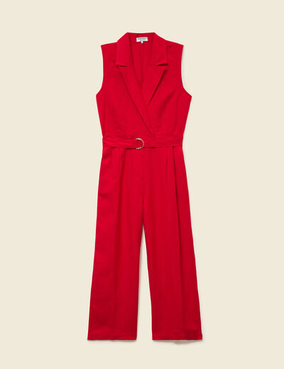 Combinaison salopette sans manches rouge femme