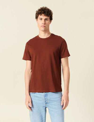 T-shirt éco-responsable marron cognac homme