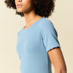 T-shirt manches courtes côtelé bleu clair femme