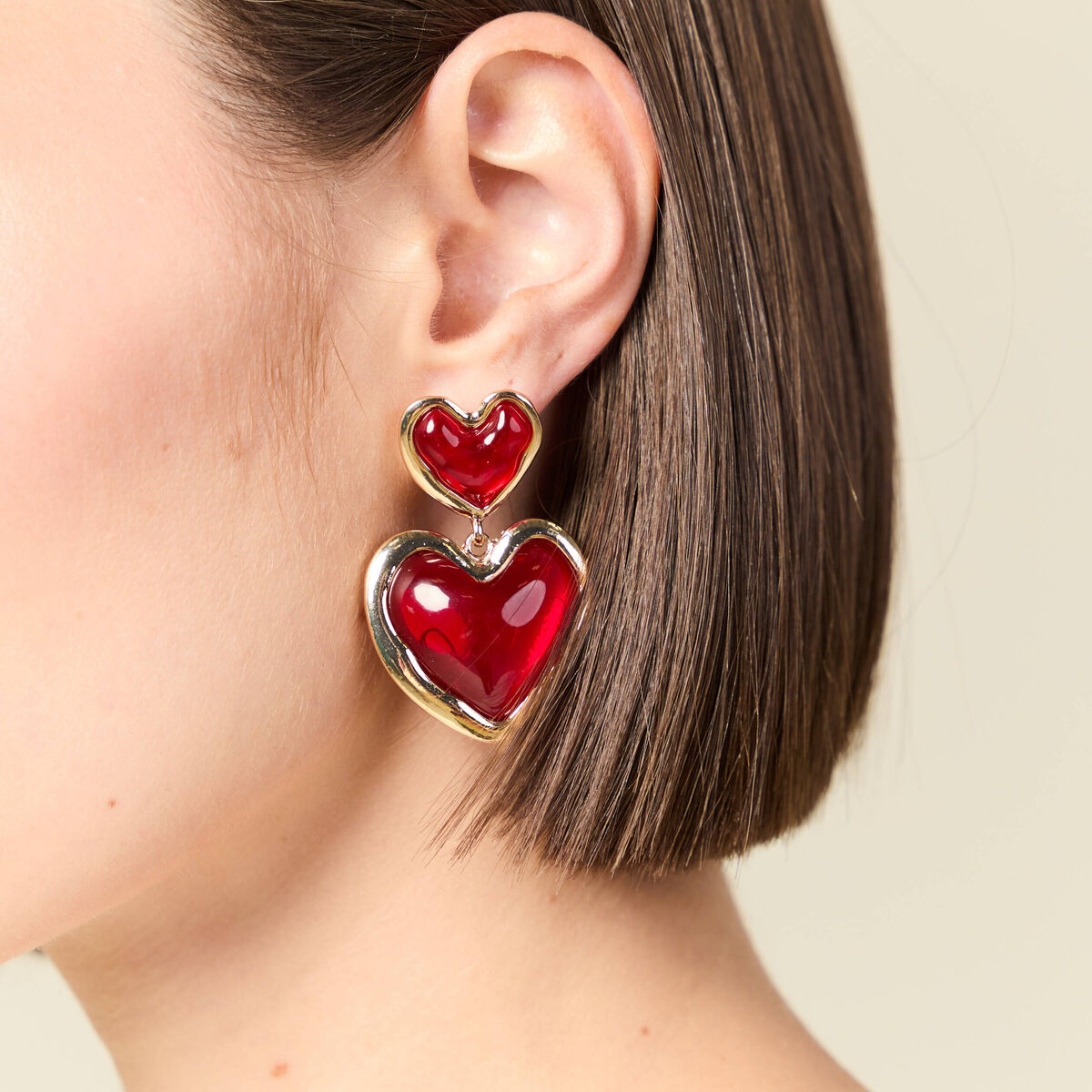 Boucles d'oreilles bordeaux femme