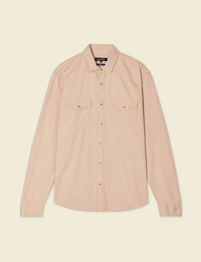 Chemise manches longues beige homme