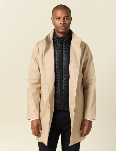Trench mi-long col montant beige homme