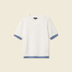 Pull manches courtes ajouré ecru femme