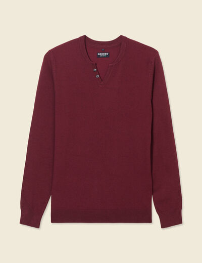 Pull manches longues rouge foncé homme