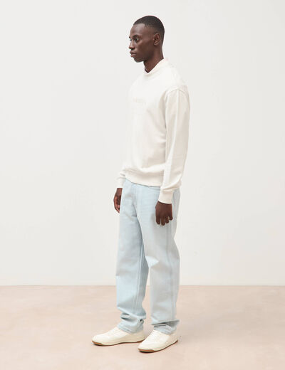 Sweat col rond manches longues gris clair homme