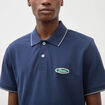 Polo cintr&eacute; en coton manches courtes bleu marine homme