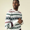 Pull manches longues col rond ecru homme