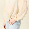 Blouse manches longues brodée creme femme
