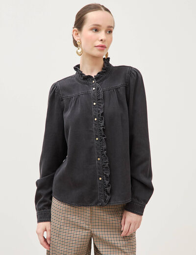 Chemise en jeans manches longues denim noir femme