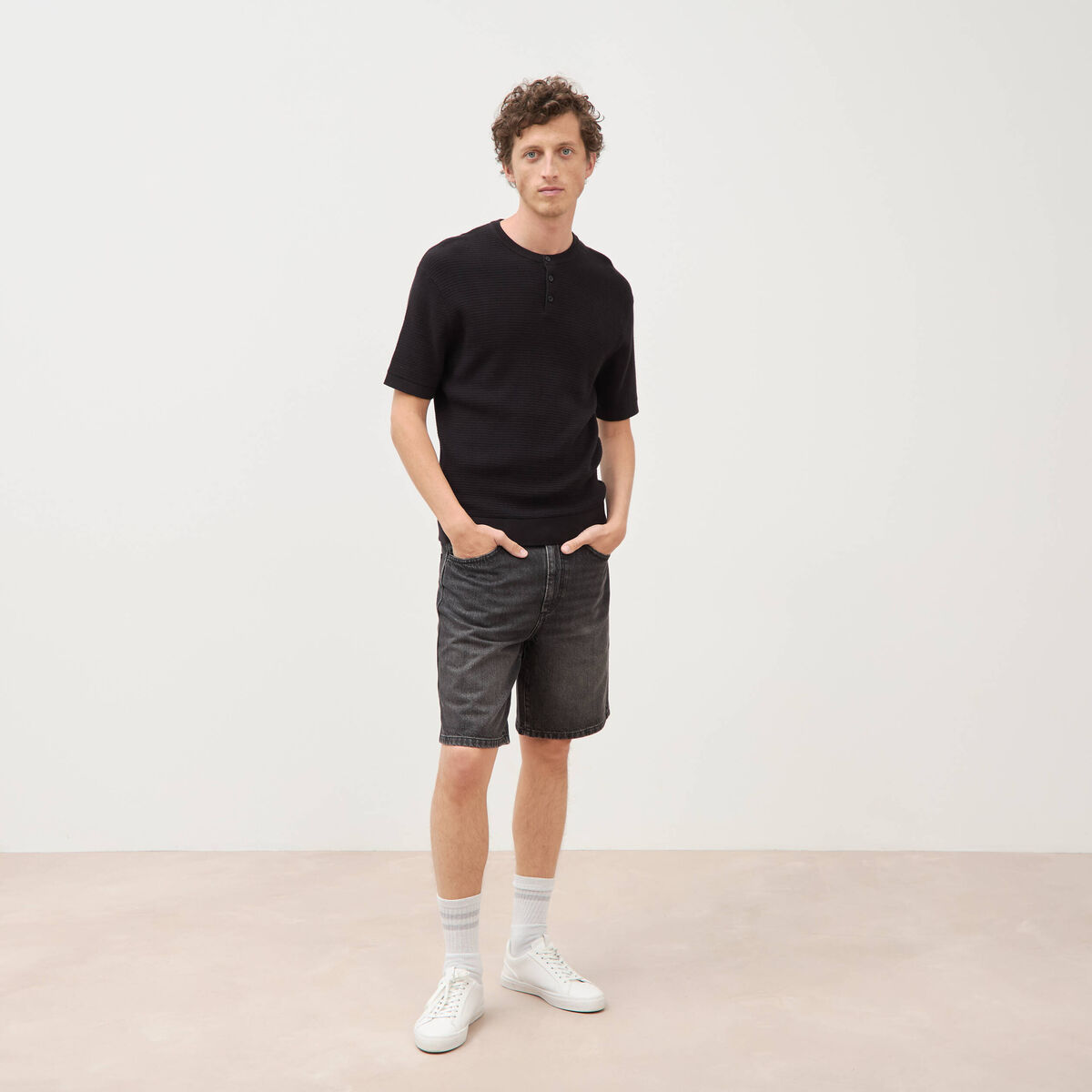 T-shirt en coton manches courtes noir homme