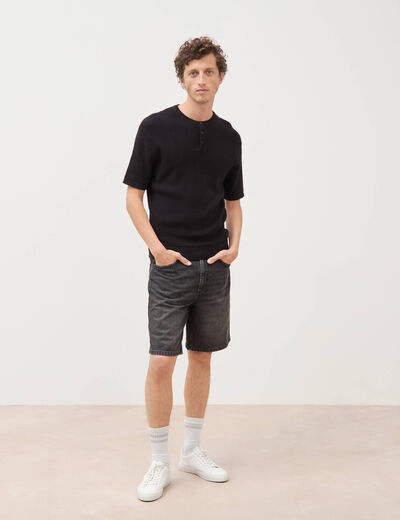 T-shirt en coton manches courtes noir homme