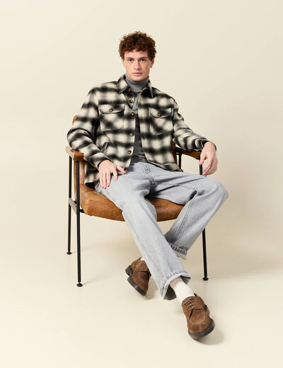 Surchemise oversize courte doublée vert kaki homme