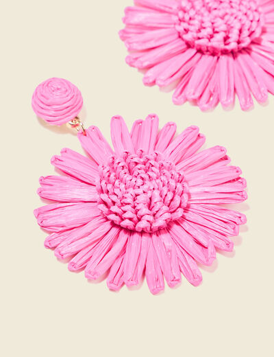 Boucles d'oreilles pendantes rose fushia femme