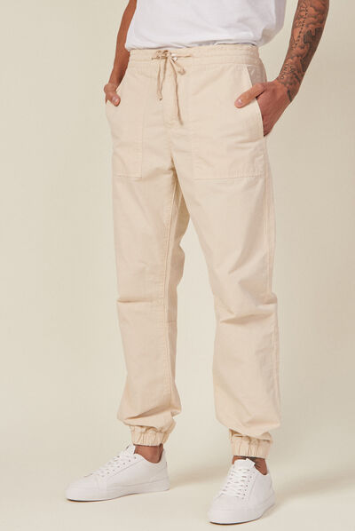 Jogger droit bas resserré beige homme
