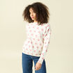 Pull de no&euml;l col bateau manches longues creme femme