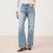 Jeans large taille haute bleu femme