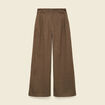 Pantalon large taille haute marron fonc&eacute; femme