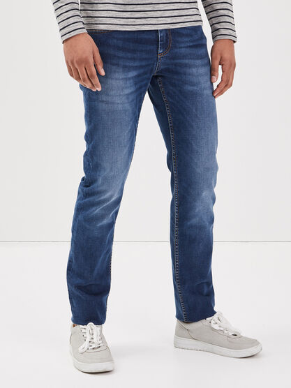 Jeans straight denim stone homme