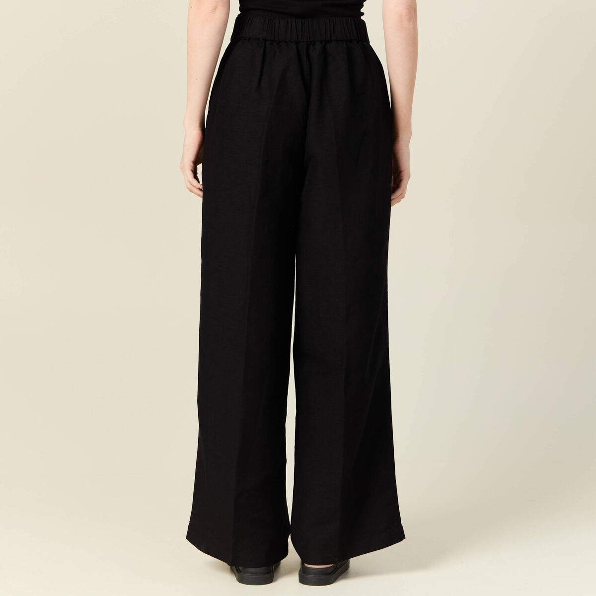 Pantalon large fluide noir femme