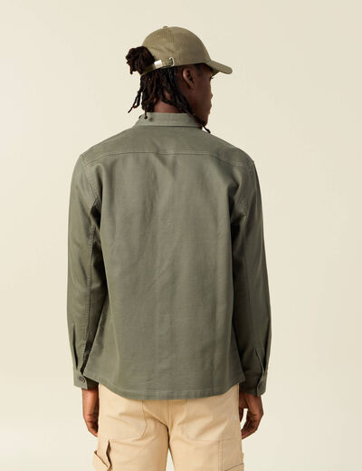 Surchemise manches longues vert kaki homme