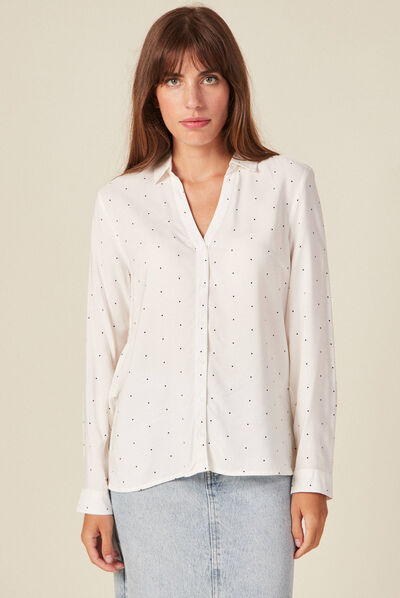 Chemise manches longues ecru femme