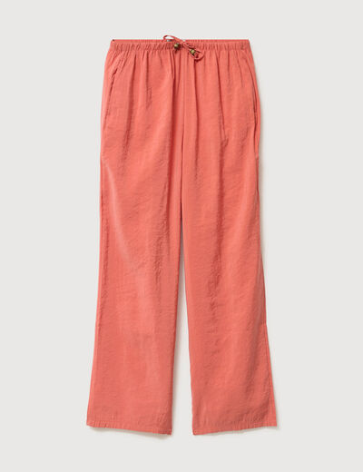 Pantalon large taille standard fluide rouge fonc&eacute; femme