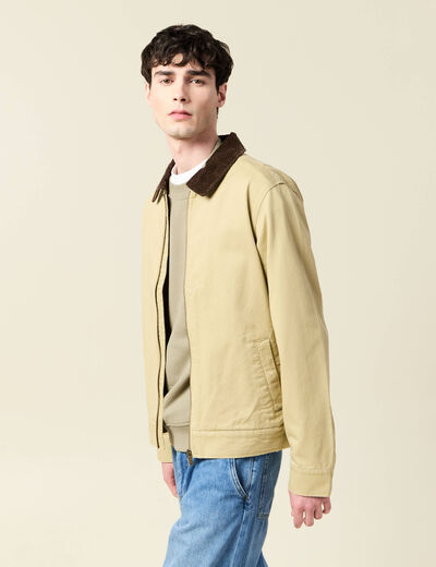 Blouson oversize court beige homme