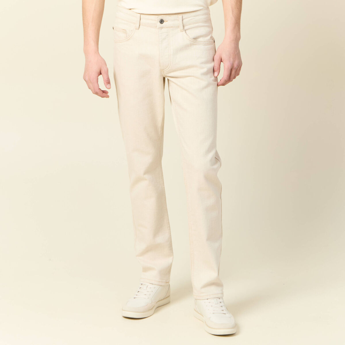 Jeans regular 5 poches denim beige homme