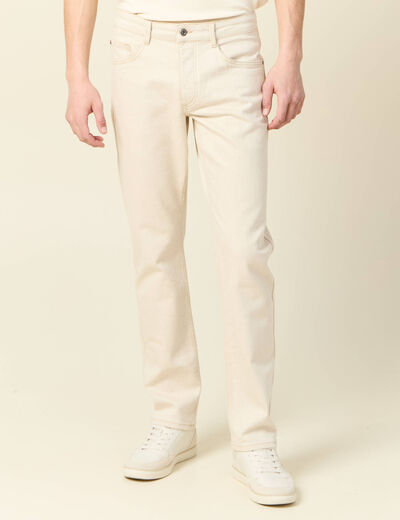 Jeans regular 5 poches denim beige homme