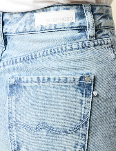 Jeans slouchy taille haute en coton denim bleach femme