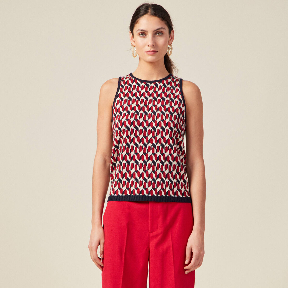 Pull débardeur dos ouvert bleu marine femme