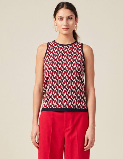 Pull débardeur dos ouvert bleu marine femme