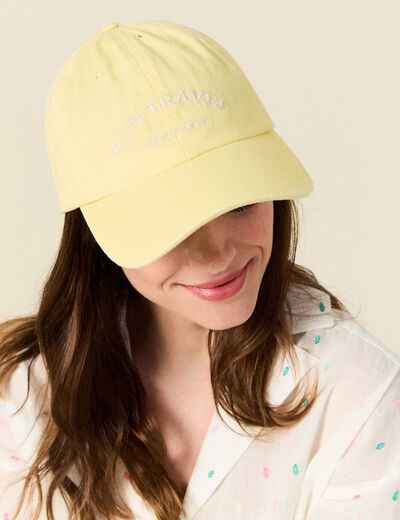 Casquette brodée jaune fluo femme