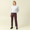Pantalon taille haute similicuir prune femme