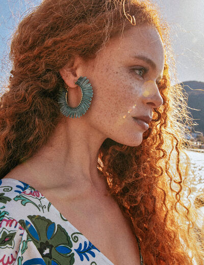 Boucles d'oreilles créoles vert pastel femme
