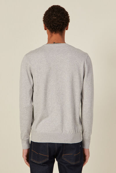 Pull manches longues gris foncé homme