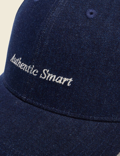 Casquette en jeans coton bleu fonc&eacute; homme