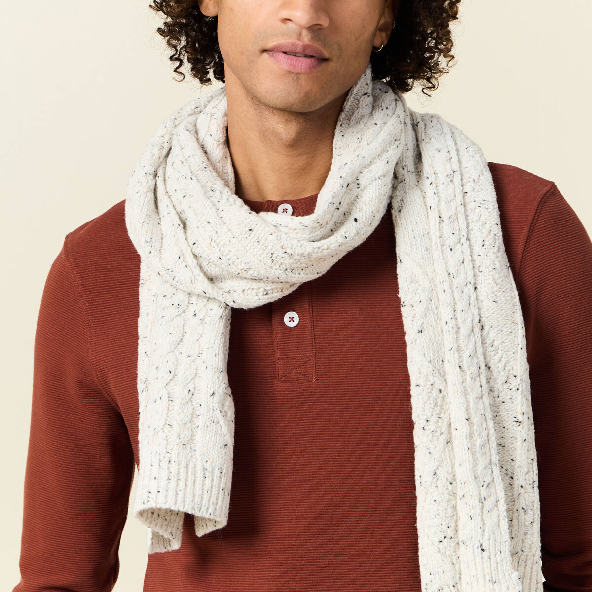 Écharpe tricotée ecru homme