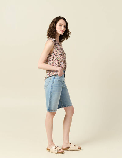 Blouse sans manches creme femme