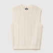 Pull sans manches col rond en coton ecru homme