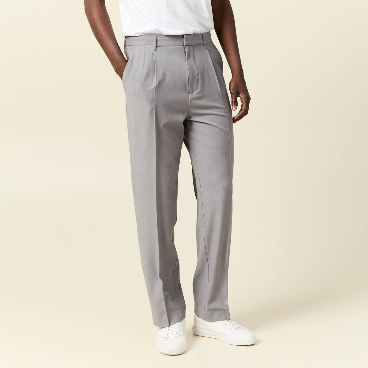 Pantalon chino large gris foncé homme