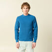 Pull fin manches longues col rond bleu fonc&eacute; homme