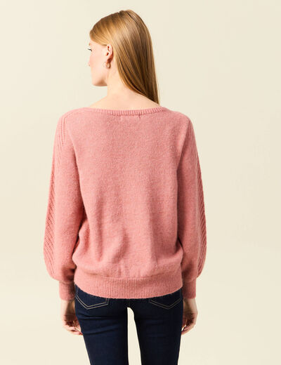 Pull manches longues fabriqué en France rose pastel femme