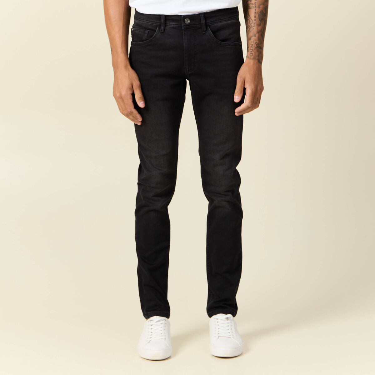 Jeans slim 5 poches denim snow noir homme