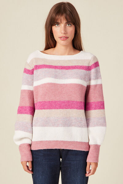 Pull manches longues rouge clair femme