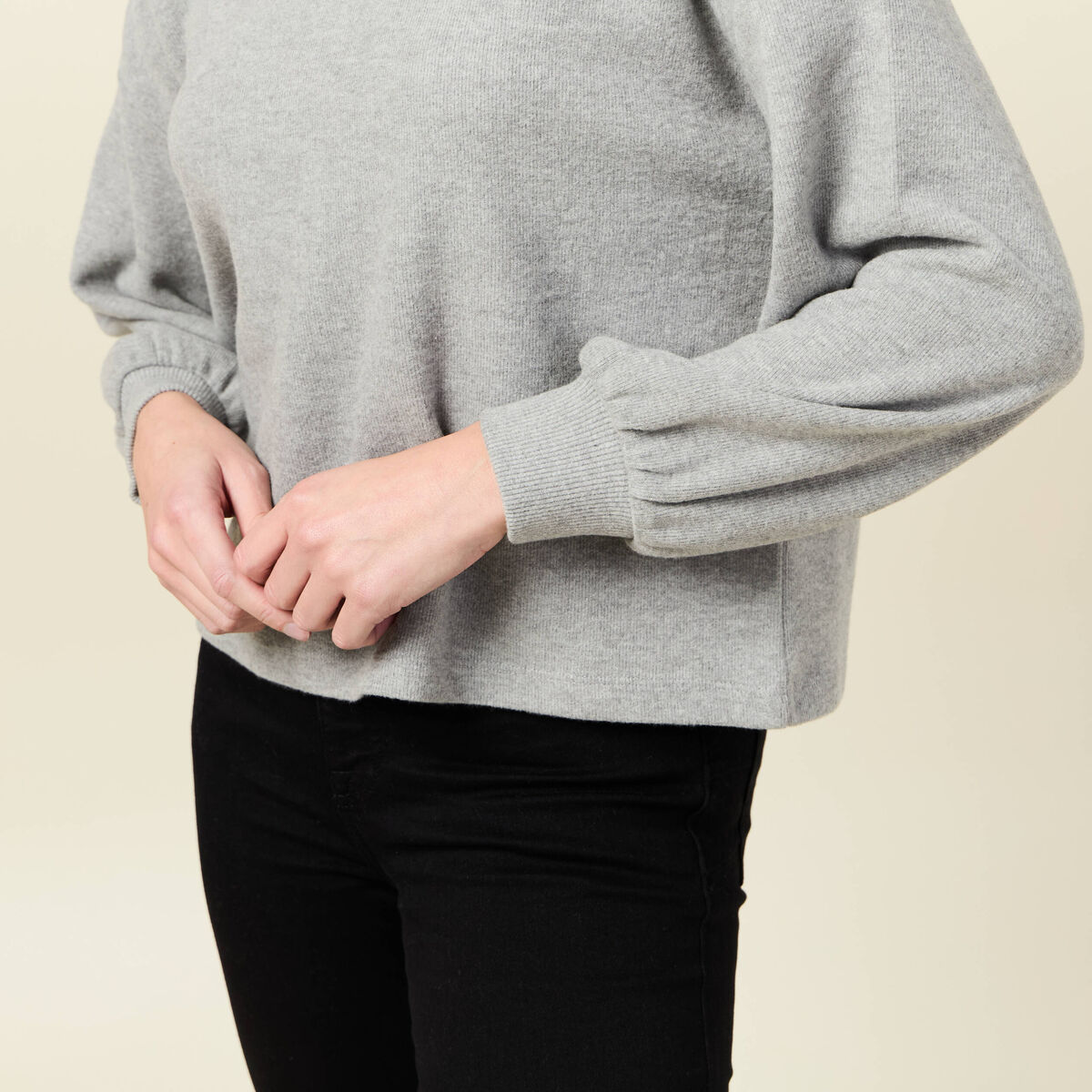 Sweat manches longues oversize gris femme