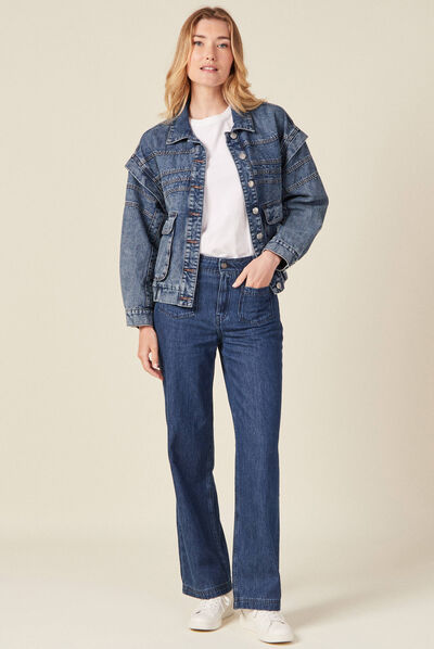 Jeans jambe large denim brut femme