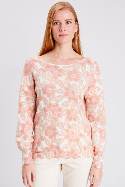 Pull manches longues rose femme