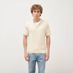 Polo manches courtes col cubain ecru homme